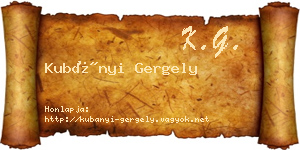 Kubányi Gergely névjegykártya